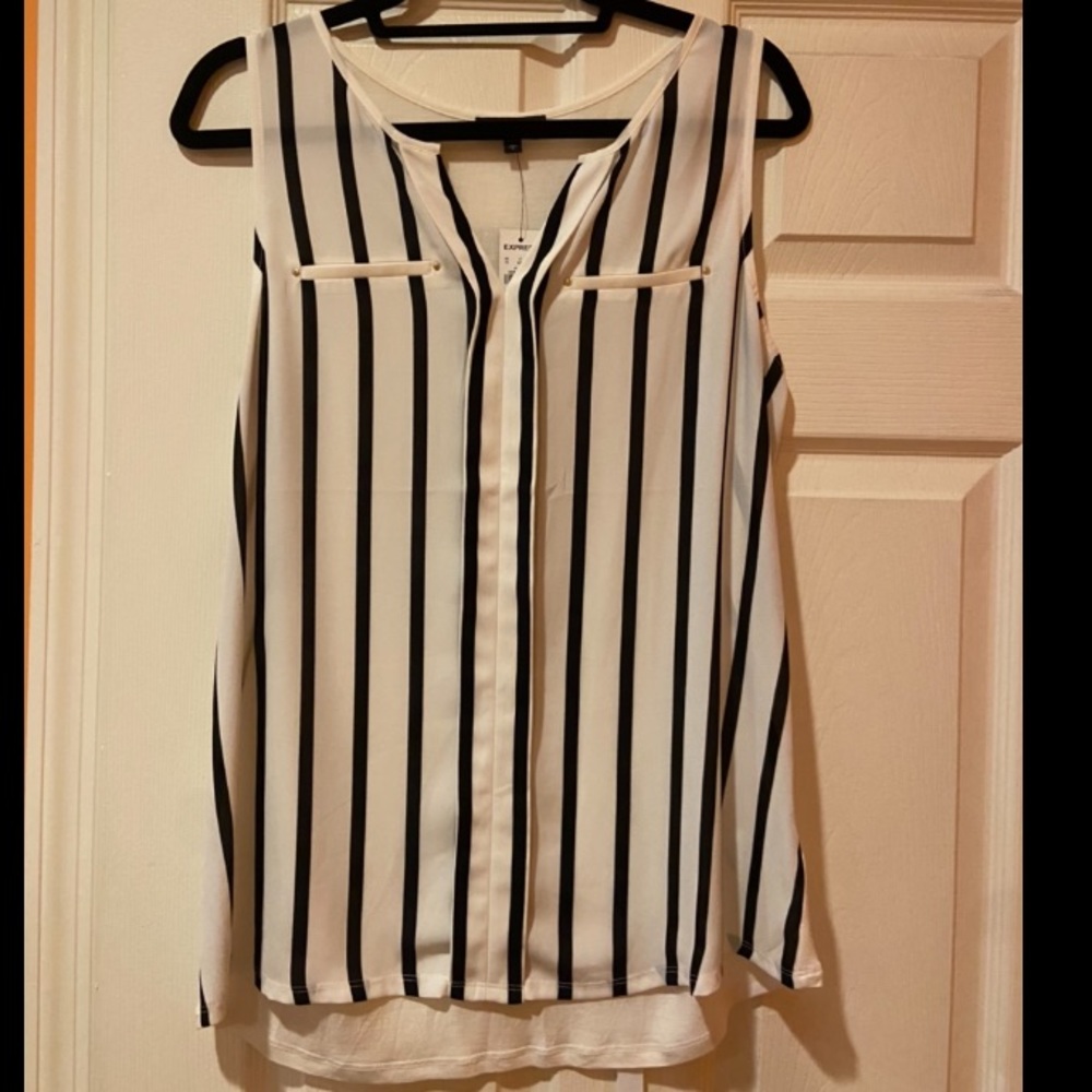 Brand NWT Express Black and White Stripes Tank